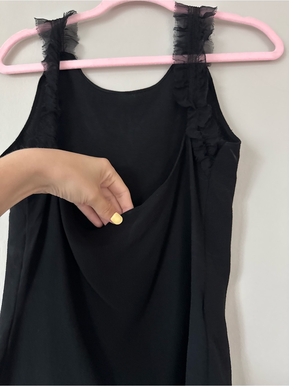 VINTAGE Fendi Black Tank with Sheer Ruffle Straps - Picture 4 of 9